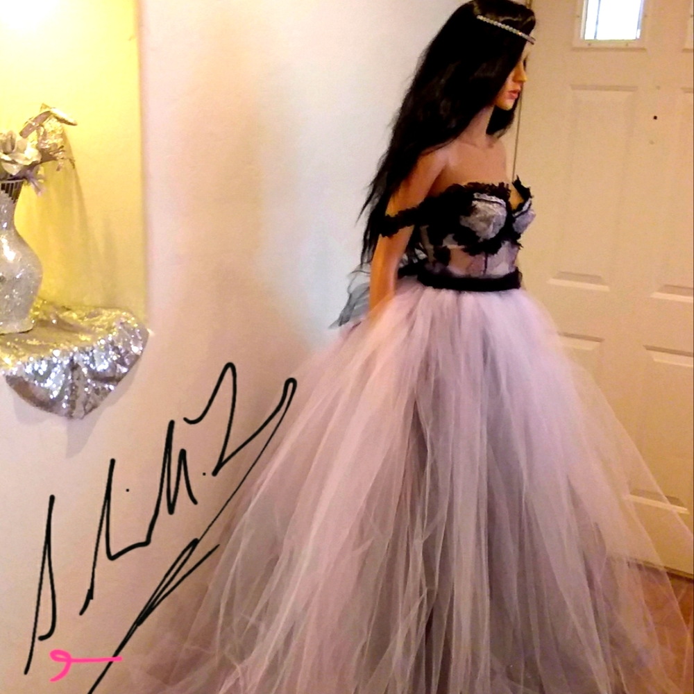 STEPHANIE Pink & Black Wedding Ballgown Set